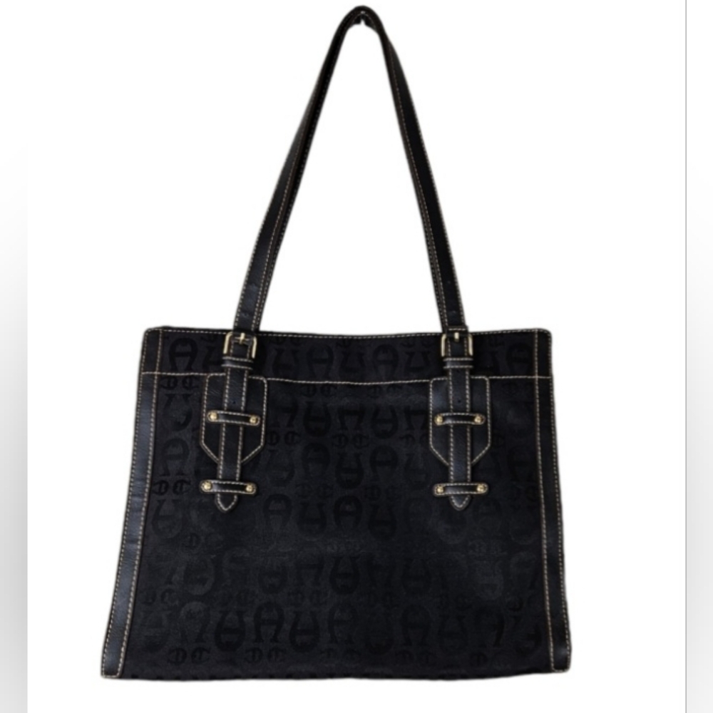 Etienne Aigner Handbag Vintage Canvas Black Signature Great Condition